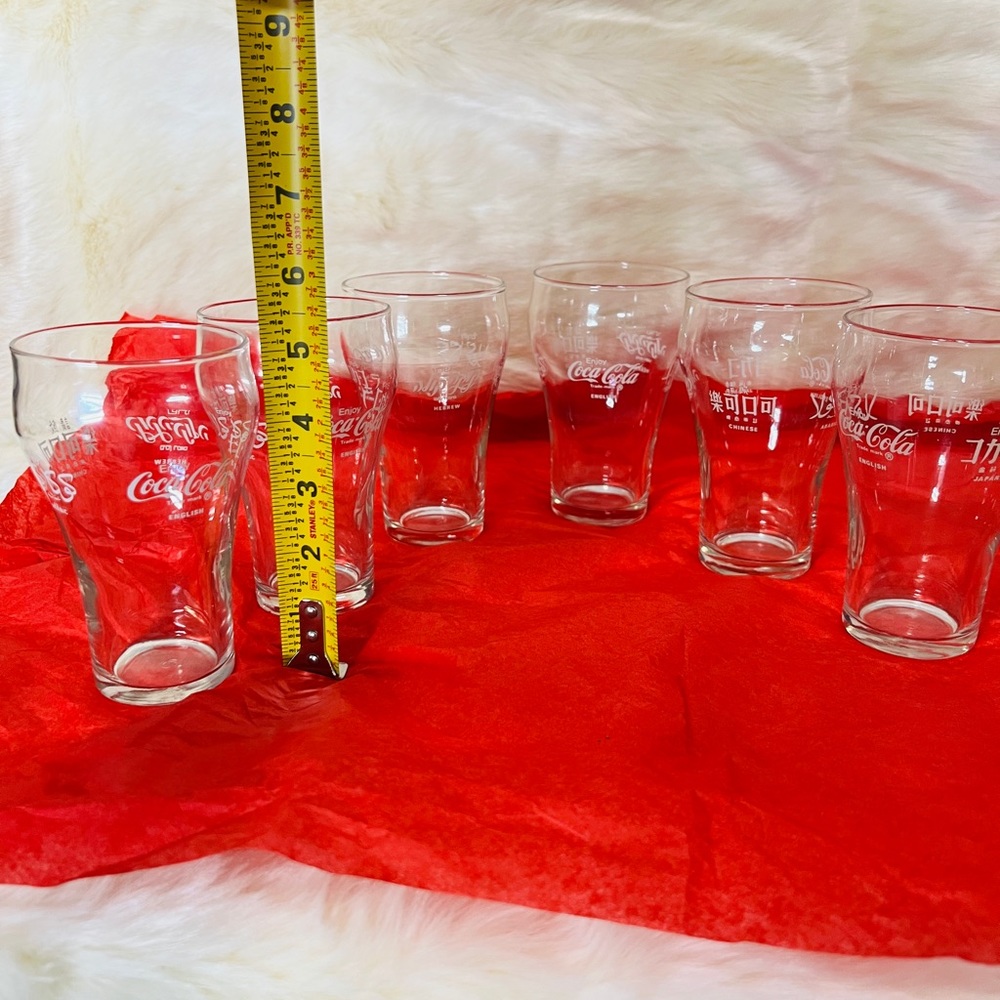 6 Vintage coca-cola glasses written in 5 languages - Picture 10 of 11